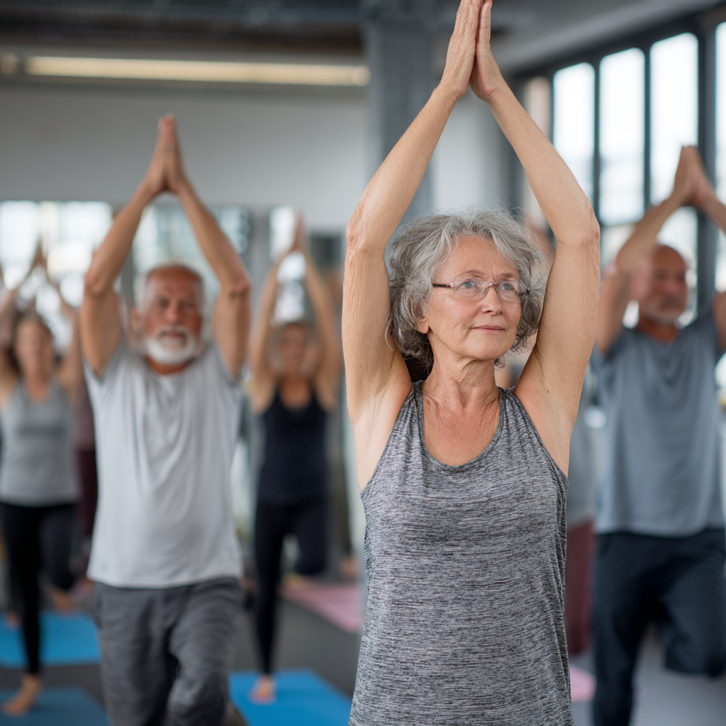 Freundliche Empfangssituation in einem hellen Yoga-Studio mit Pflanzen